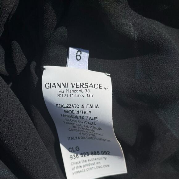 Versace Collection Women's Silk Blouse Multicolor Abstract Sheer Sleeves Size 6 - Picture 6 of 9